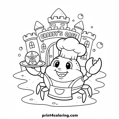 Chef Crab's Seaside Supper - free printable coloring page