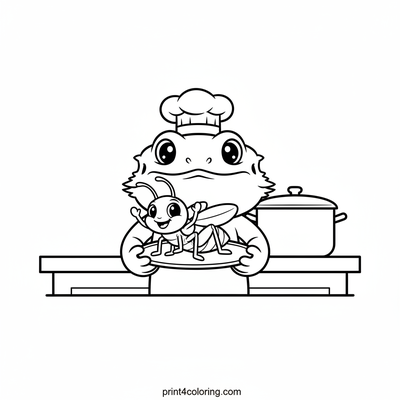 Chef Dragon's Yummy Snack Time - free printable coloring page