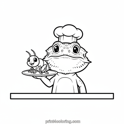 Chef Dragon's Cricket Culinary Creation - free printable coloring page