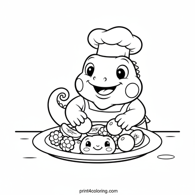 Chef Iggy's Fruity Masterpiece - free printable coloring page