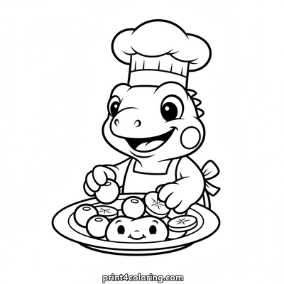 Chef Iggy's Rainbow Fruit Feast - free printable coloring page