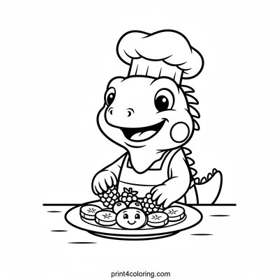 Chef Iggy's Fruit Feast - free printable coloring page