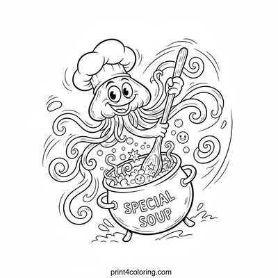 Chef Jellyfish's Special Ocean Soup - free printable coloring page