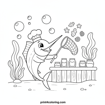 Chef Marlin's Whimsical Snack Hunt - free printable coloring page