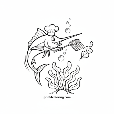 Chef Marlin's Whimsical Snack Hunt - free printable coloring page