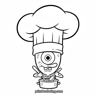 Chef Plankton's Gigantic Hat Shenanigans - free printable coloring page