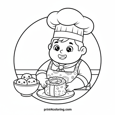 Chef Rici's Smiling Sushi Surprise - free printable coloring page