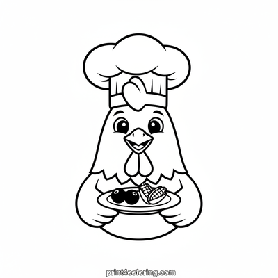 Chef Rooster's Breakfast Surprise - free printable coloring page