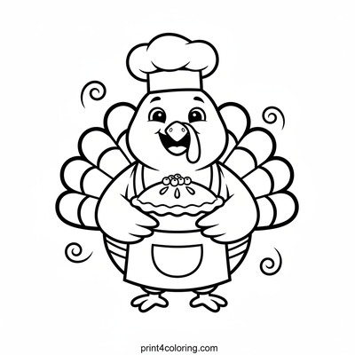 Chef Turkey's Delicious Berry Pie - free printable coloring page
