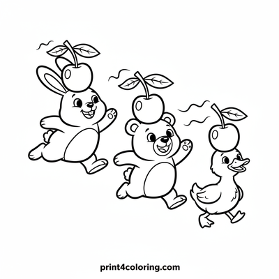 The Great Cherry Hat Animal Parade - free printable coloring page