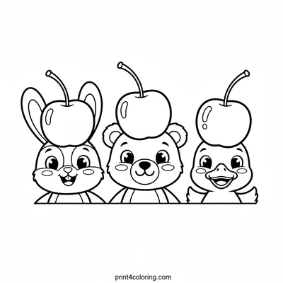 Sweet Cherry Hat Friends Parade - free printable coloring page