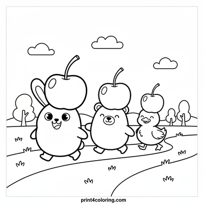 The Great Cherry Hat Parade - free printable coloring page