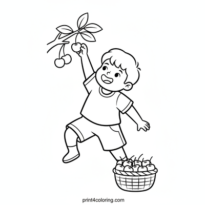 Sweet Cherry Harvest Fun - free printable coloring page