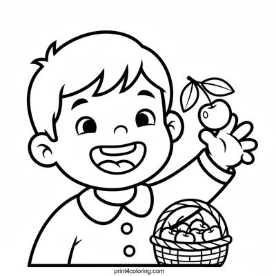 Sweet Cherry Harvest Fun - free printable coloring page