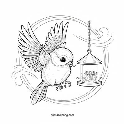 Chickadee's Daring Seed Snatch - free printable coloring page