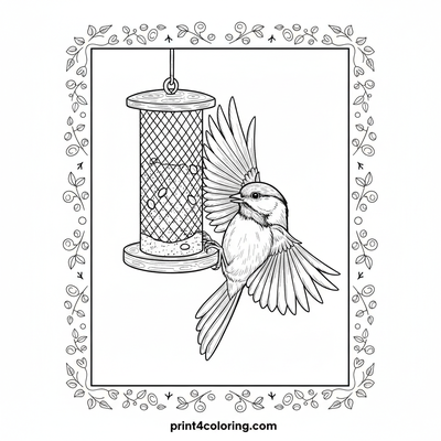 Chickadee's Acrobatic Snack: Mid-Air Seed Grab - free printable coloring page