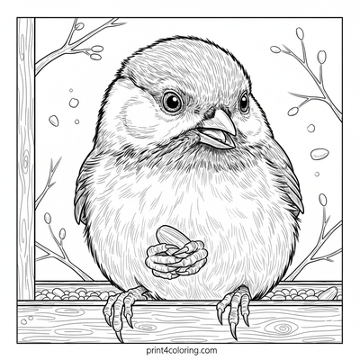 A Chickadee's Delight: Sunflower Seed Snack - free printable coloring page