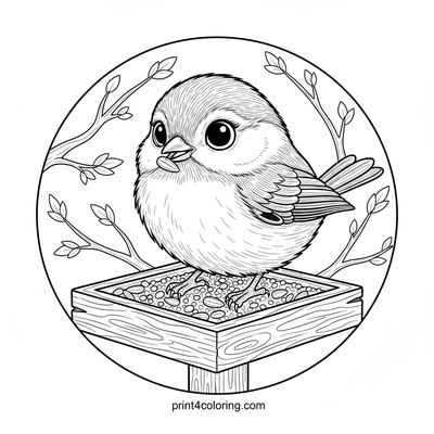 Cozy Chickadee's Seed Feast - free printable coloring page