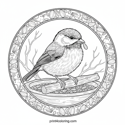 Busy Chickadee's Seed Feast - free printable coloring page