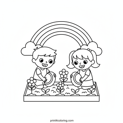 Planting a Rainbow Dream Garden - free printable coloring page