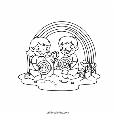Our Magical Rainbow Garden - free printable coloring page