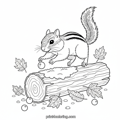 Autumn Feast: Chipmunk's Cranberry Delight - free printable coloring page