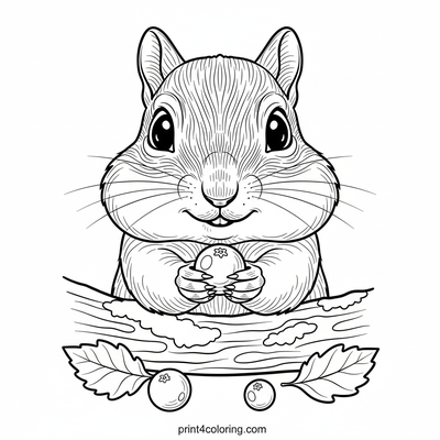 Chipmunk's Autumn Cranberry Feast - free printable coloring page