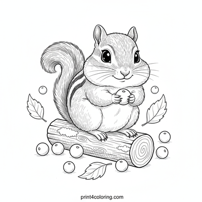 Autumn's Tiny Harvest: A Chipmunk's Cranberry Treat - free printable coloring page