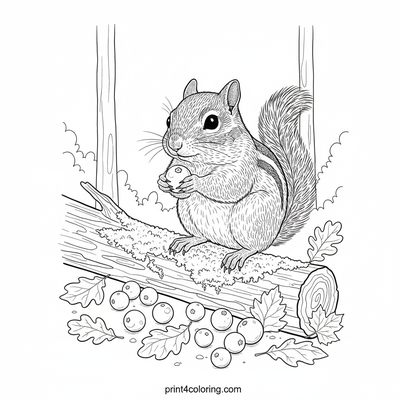 Chipmunk's Autumn Cranberry Feast - free printable coloring page