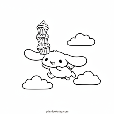 Cinnamoroll's Wobbly Cupcake Flight - free printable coloring page