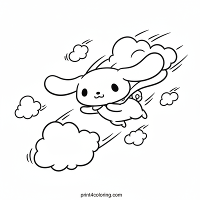 Cinnamoroll's Speedy Sky Adventure - free printable coloring page