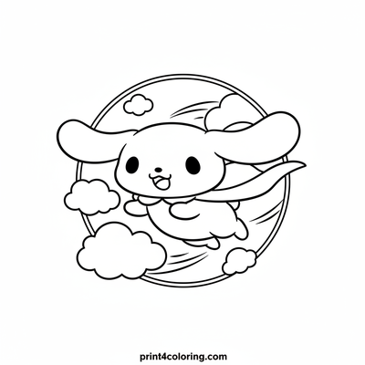 Cinnamoroll's Speedy Sky Adventure - free printable coloring page