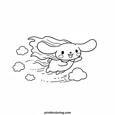 Cinnamoroll's Speedy Sky Race - free printable coloring page