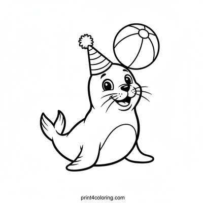 Happy Seal's Beach Ball Balance! - free printable coloring page