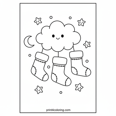 Dreamy Cloud Christmas Stockings - free printable coloring page
