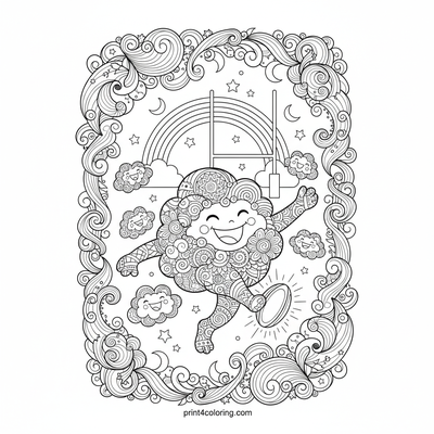 Whimsical Cloud Kickers' Sky Match - free printable coloring page
