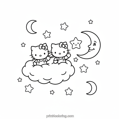 Hello Kitty's Dreamy Cloud Kingdom Adventure - free printable coloring page
