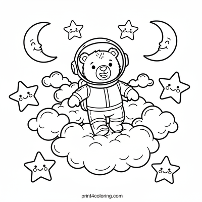 Astronaut Bear's Bouncy Cloud Adventure