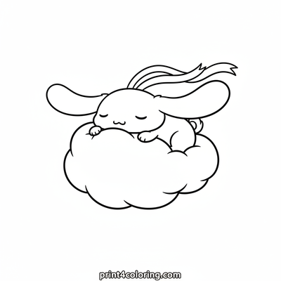 Cinnamoroll's Dreamy Cloud Nap - free printable coloring page