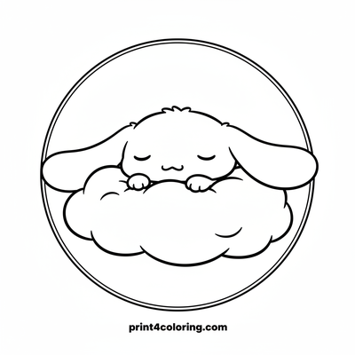 Sweet Dreams Cinnamoroll on a Cloud - free printable coloring page