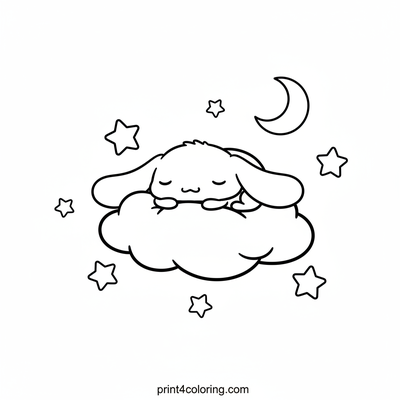 Cinnamoroll's Dreamy Cloud Nap - free printable coloring page