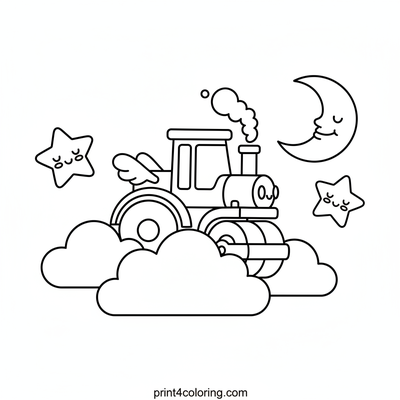 The Dreamy Cloud-Smoother Steamroller - free printable coloring page