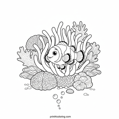 Clownfish's Anemone Sanctuary - free printable coloring page