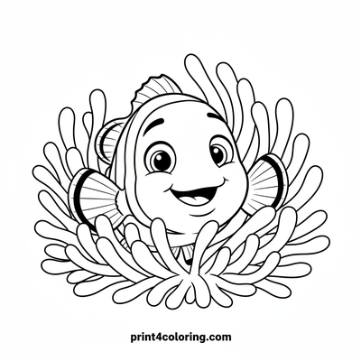 Smiling Clownfish's Cozy Anemone Hideaway