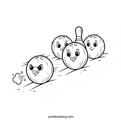 Coconut Beach Bowling Fun! - free printable coloring page