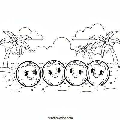 Coconut Beach Bowling Bonanza! - free printable coloring page