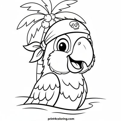 Pirate Parrot's Coconut Island Adventure - free printable coloring page