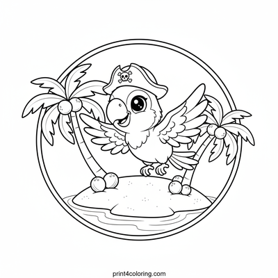 Parrot's Coconut Island Getaway - free printable coloring page