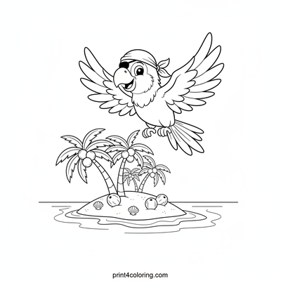 Pirate Parrot's Coconut Island Quest - free printable coloring page