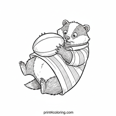 Badger's Rugby Ruckus - free printable coloring page
